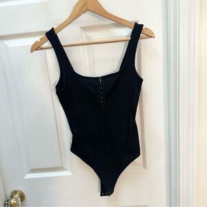 Abercrombie & Fitch Soft A&F Collection Black hook square neck Bodysuit M